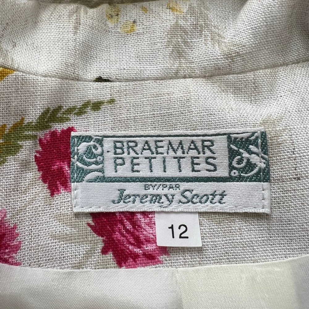 Vintage Oversized Linen Flax Blazer Floral Long Jacket Suit Coat Coastal Grandma - Picture 5 of 7